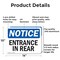 Signmission Entrance In Rear OSHA Notice Sign, Aluminum, 14in W x 10in L, 2PK OS-2PACK-NS-A-1014-L-12101 - alternate 2